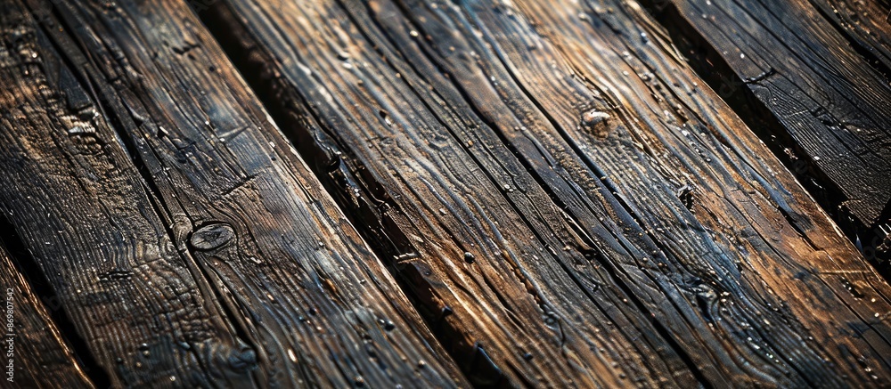 Poster Close-up view of a wooden texture serving as a background, with copy space image included.