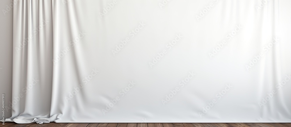 Leinwandbilder a white textile backdrop on wooden panels and blank wall with a space for adding text or images -- a