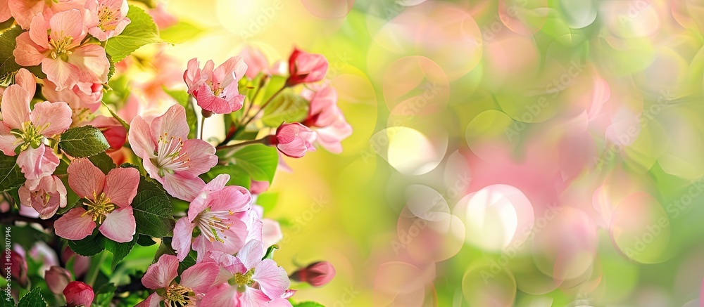 Aufkleber spring background with fresh flowers, ideal for a copy space image.