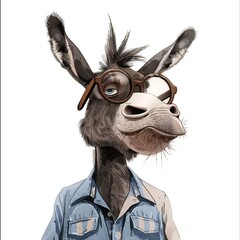 Donkey Casual Chic cartoon isolated whitebackground 