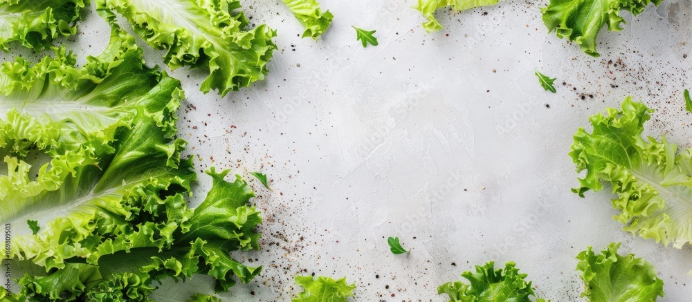 Poster fresh lettuce salad leaves as a backdrop for a healthy food concept with a copy space image.