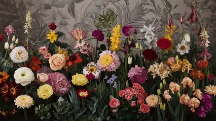 Fototapeta premium Flowers in garden floral beauty and botanical background