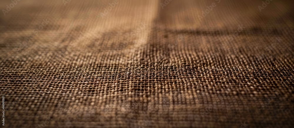 Fototapete Detailed close-up of a brown abstract canvas background displaying a grid pattern and linen texture, perfect for a copy space image.