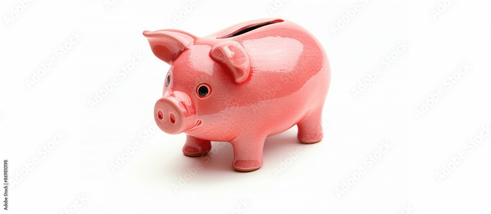 Poster An isolated piggy bank displayed on a white background with empty space for text or additional images.