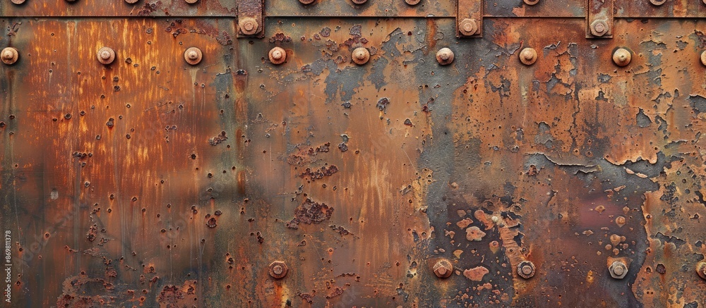 Aufkleber weathered rusty iron providing a vintage backdrop and texture for a copy space image.