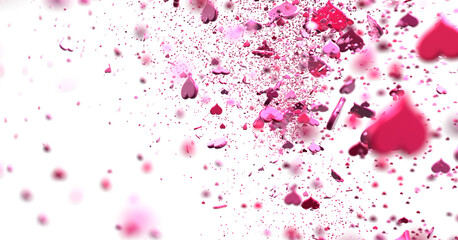 realistic isolated heart confetti on the transparent background for decoration and covering.