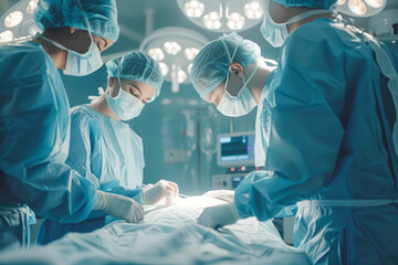 Skilled Medical Team Conducting Surgery in State-of-the-Art Operating Theater