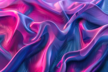 Obraz premium Geometric pattern on wavy fabric with neon abstract background.