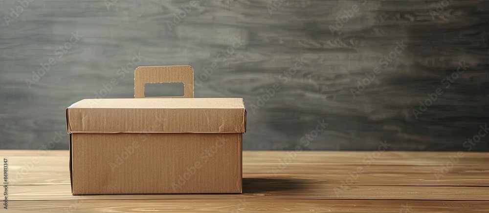 Leinwandbilder Preparing a cardboard box with a handle for a product display with copy space image.