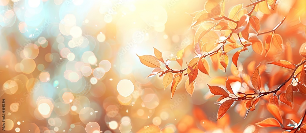 Poster autumn sets against a radiant, blurred backdrop with copy space image available.
