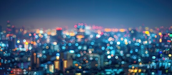 Nighttime cityscape with blurry lights in the backdrop, ideal as a copy space image.