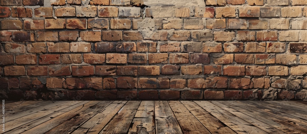 Poster old-fashioned brick wall with ample copy space image.