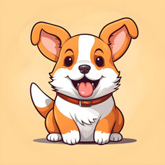 Cute sweet Welsh Corgi cartoon illustration