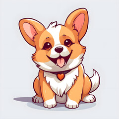Cute sweet Welsh Corgi on grey background