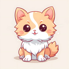 Fluffy cat cartoon illustration