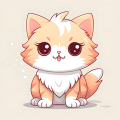 Fluffy cat cartoon illustration