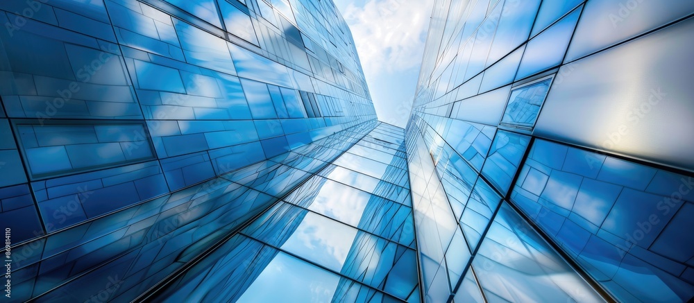 Poster Modern architecture's exterior featuring a building abstract background, perfect for a copy space image.