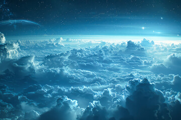 Night Sky Perspectives Photorealistic Views from Above the Clouds with Cinematic Lighting