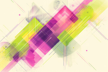 Fototapeta na wymiar Vibrant Geometric Minimalism Bold Purple and Lime Green Lines in Motion