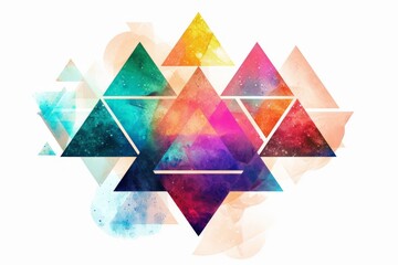 Colorful Geometric triangle shape with simple triangle line art vector illustration on white background