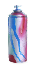 One can of bright spray paint isolated on white
