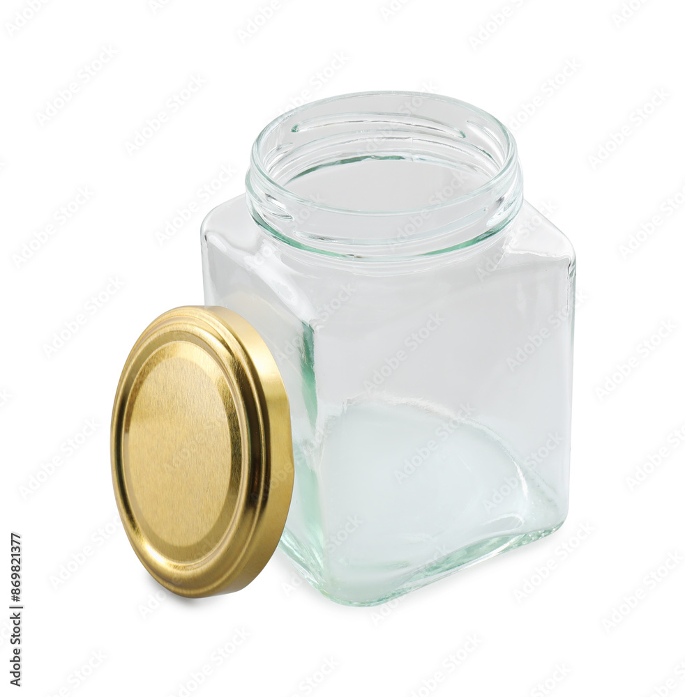 Wall mural One empty glass jar isolated on white