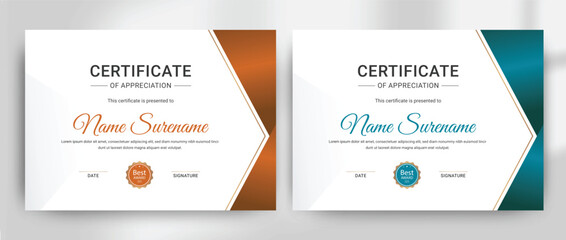 Contemporary Certificate Template: Modern Design for Diploma or Gift Certificate Design, Featuring Recognition of Achievement, Excellence, Award, and Elegant Borders