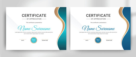 Modern Gift Certificate and Diploma Design Template Elegant Design, Recognition of Achievement, Award, Excellence, and Contemporary Certificate Format