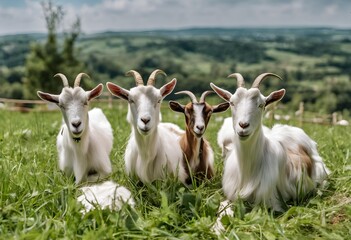 Obraz premium Goats in a field