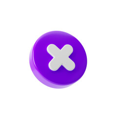 Obraz premium Cancel cross icon isolated transparent background, png. 3d rendering.