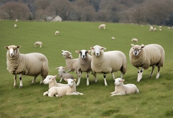 Fototapeta premium sheep and lambs