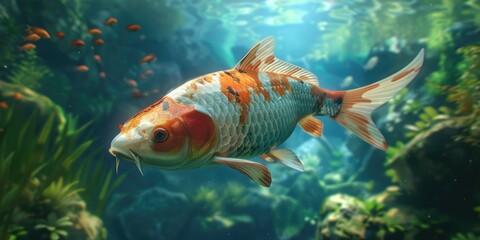 Naklejka premium Colorful Koi Fish in Tranquil Water