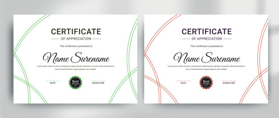 Modern Certificate Design Template Celebrating Achievement, Appreciation, Excellence, and Recognition with Elegant Borders and Completion Elements
