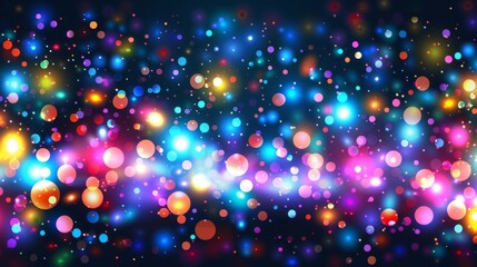 Abstract string of colorful Christmas lights. Holiday wallpaper. Background glowing celebration lamps.