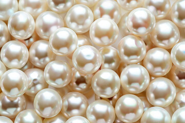 Shiny white smooth pearls. Elegant natural beauty