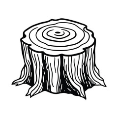 Vector Tree Stump Illustration Hand Drawn Woodcut Design