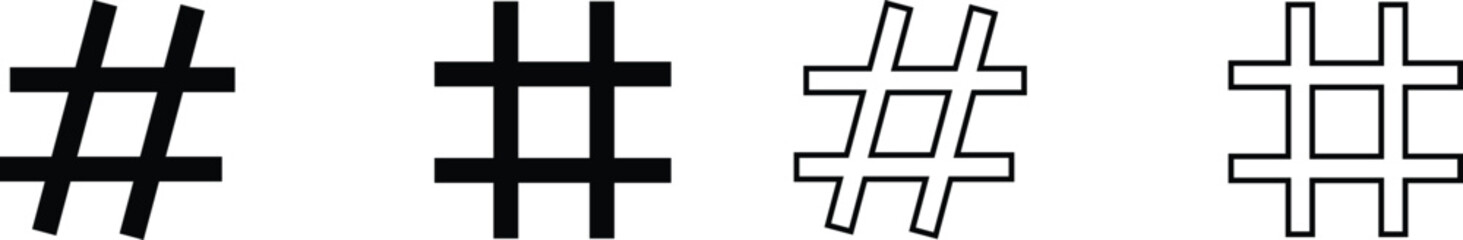 hashtag logo in bubble icons set. concept of communication sign or customer experience. minimal style trendy simple hash tag logotype graphic thin line art design isolated on transparent background.