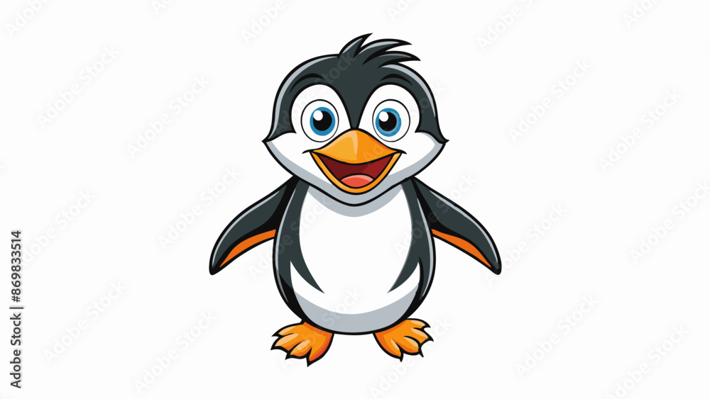 Wall mural penguin cartoon isolated on white