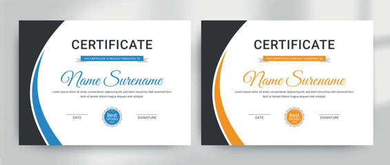 Modern Certificate of Recognition and Achievement Design Template Featuring Appreciation, Excellence, Award, Completion, and Elegant Certificate Border