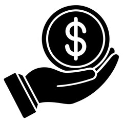 Money on hand icon logo   silhouette vector art illustration