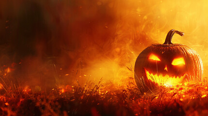 A Halloween pumpkin background with copyspace, perfect for holiday themed designs or spooky event promotions.