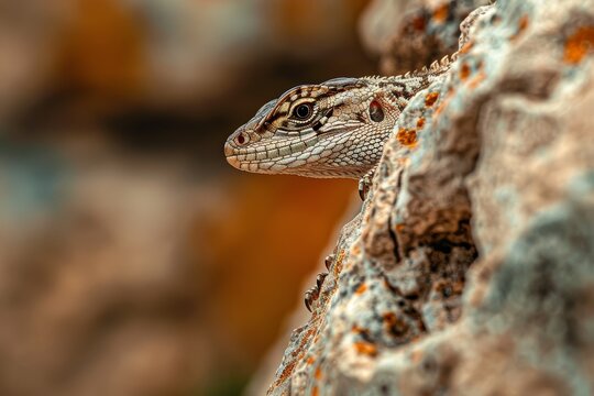 Posing on rocks is the Erhards wall lizard (Podarcis erhardii riveti).