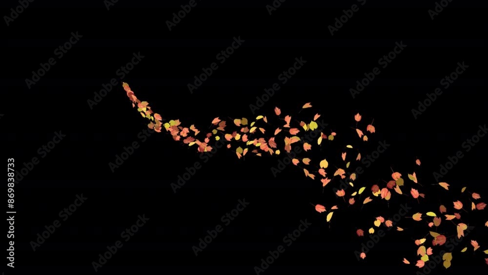 Wall mural colorful autumn leaves - windy flying spurt - 1 - alpha channel - realistic 3d transition animation 