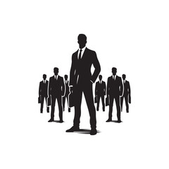 Man in jacket standing with hand in his pocket, side view, isolated vector silhouette