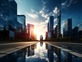 City square and skyline with modern buildings scenery, Aerial view of a business city and...