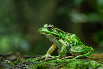 Fototapeta premium Green Paddy Frog, Macro,Left side view