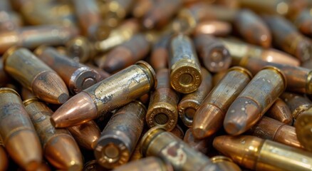 Close-Up View of Brass Bullet Casings