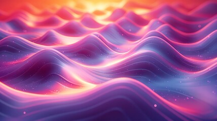 Obraz premium Abstract vibrant neon waves with gradient colors creating a mesmerizing landscape resembling digital sound waves or futuristic terrainAbstract