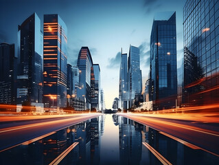 Obraz premium City square and skyline with modern buildings scenery, Aerial view of a business city and commercial area building, high rise building for business environment