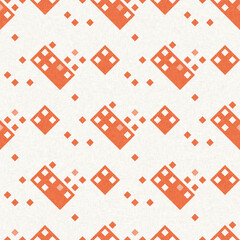 Simple glitch geometric seamless abstract pattern with playful woven peach color. Bright whimsical gender neutral bold irregular shape textile Cotton effect background. 